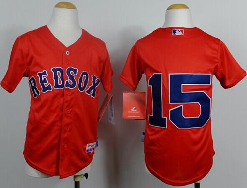 Red Sox #15 Dustin Pedroia Red Cool Base Stitched Youth MLB Jersey - Click Image to Close